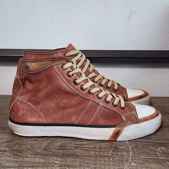 Frye Greene Tall Lace Men's Distressed Leather Shoes Sneakers Size 7.5 Brown - Picture 3 of 9